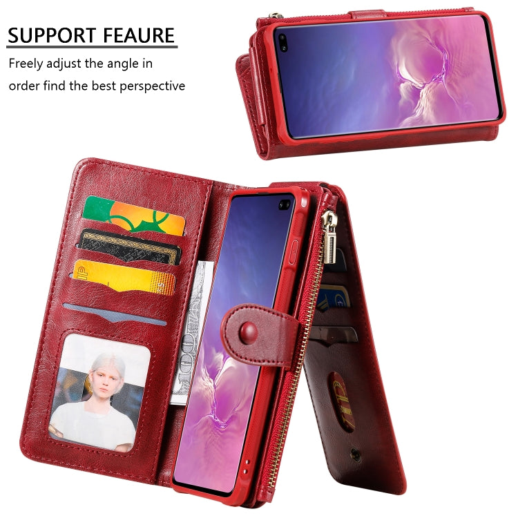 For Galaxy S10+ Multifunctional Retro Detachable Magnetic Horizontal Flip Leather Case with Card Slots & Holder & Wallet & Photo Frame(Red) - Galaxy Phone Cases by buy2fix | Online Shopping UK | buy2fix