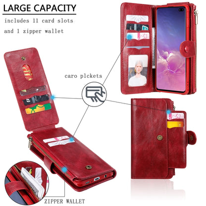 For Galaxy S10+ Multifunctional Retro Detachable Magnetic Horizontal Flip Leather Case with Card Slots & Holder & Wallet & Photo Frame(Red) - Galaxy Phone Cases by buy2fix | Online Shopping UK | buy2fix