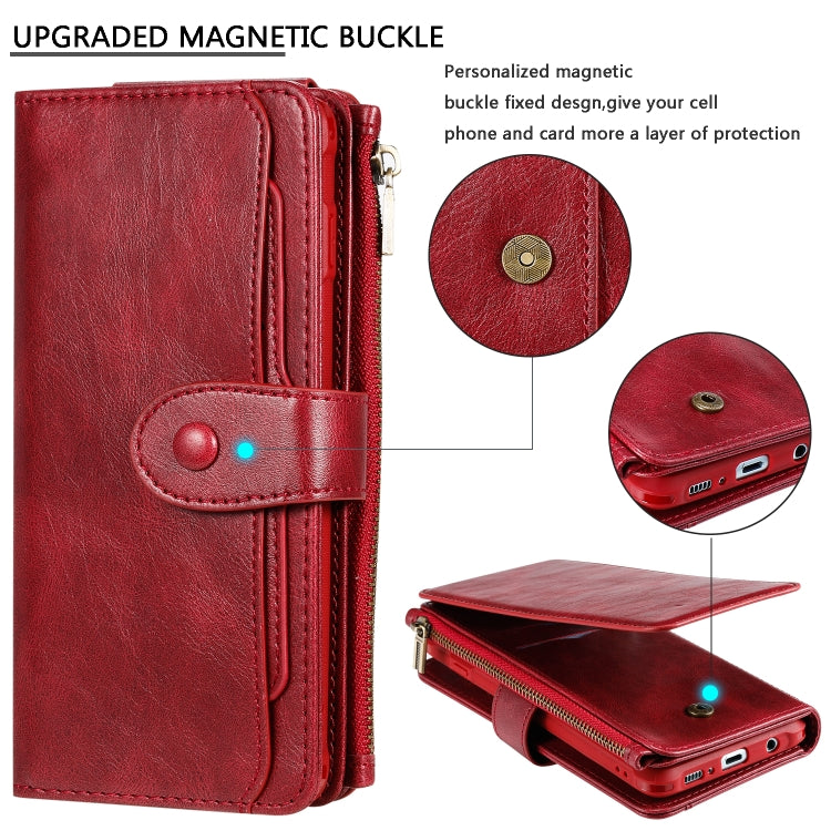 For Galaxy S10+ Multifunctional Retro Detachable Magnetic Horizontal Flip Leather Case with Card Slots & Holder & Wallet & Photo Frame(Red) - Galaxy Phone Cases by buy2fix | Online Shopping UK | buy2fix