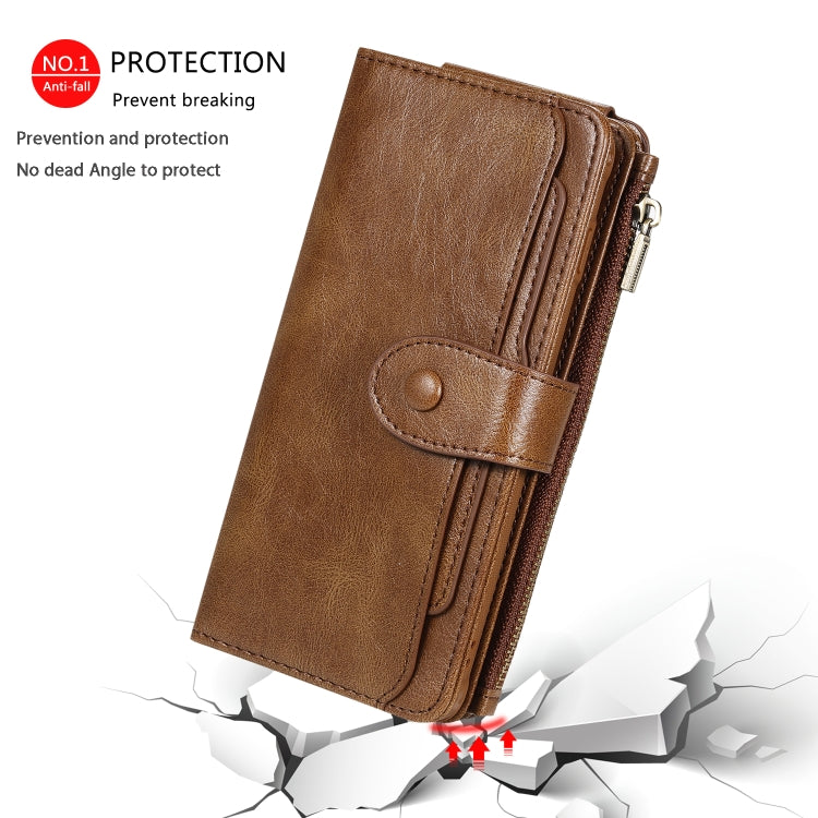 For Galaxy S10+ Multifunctional Retro Detachable Magnetic Horizontal Flip Leather Case with Card Slots & Holder & Wallet & Photo Frame(Brown) - Galaxy Phone Cases by buy2fix | Online Shopping UK | buy2fix