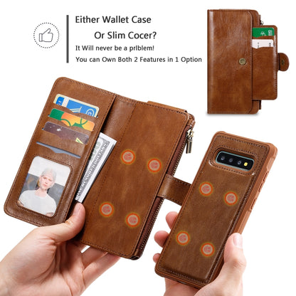 For Galaxy S10+ Multifunctional Retro Detachable Magnetic Horizontal Flip Leather Case with Card Slots & Holder & Wallet & Photo Frame(Brown) - Galaxy Phone Cases by buy2fix | Online Shopping UK | buy2fix