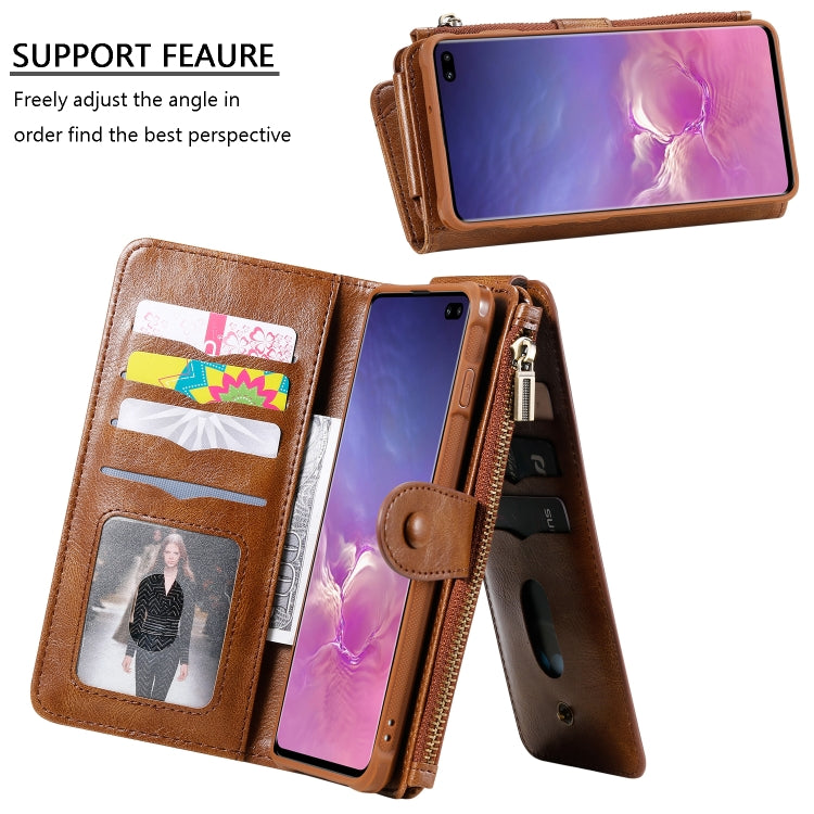 For Galaxy S10+ Multifunctional Retro Detachable Magnetic Horizontal Flip Leather Case with Card Slots & Holder & Wallet & Photo Frame(Brown) - Galaxy Phone Cases by buy2fix | Online Shopping UK | buy2fix