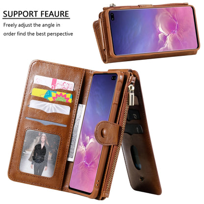 For Galaxy S10+ Multifunctional Retro Detachable Magnetic Horizontal Flip Leather Case with Card Slots & Holder & Wallet & Photo Frame(Brown) - Galaxy Phone Cases by buy2fix | Online Shopping UK | buy2fix