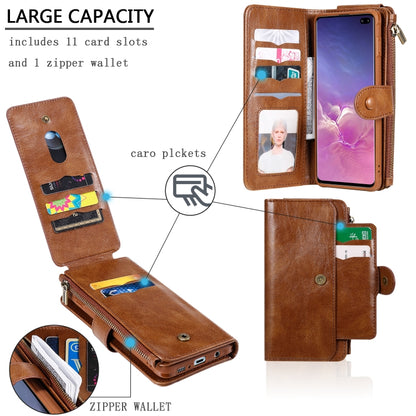 For Galaxy S10+ Multifunctional Retro Detachable Magnetic Horizontal Flip Leather Case with Card Slots & Holder & Wallet & Photo Frame(Brown) - Galaxy Phone Cases by buy2fix | Online Shopping UK | buy2fix