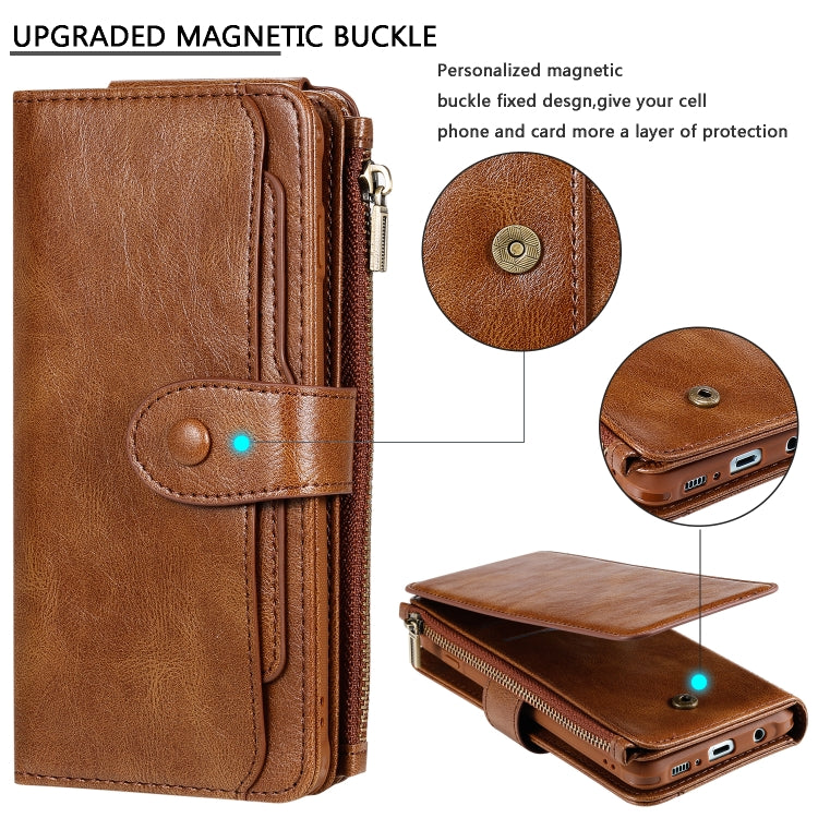 For Galaxy S10+ Multifunctional Retro Detachable Magnetic Horizontal Flip Leather Case with Card Slots & Holder & Wallet & Photo Frame(Brown) - Galaxy Phone Cases by buy2fix | Online Shopping UK | buy2fix