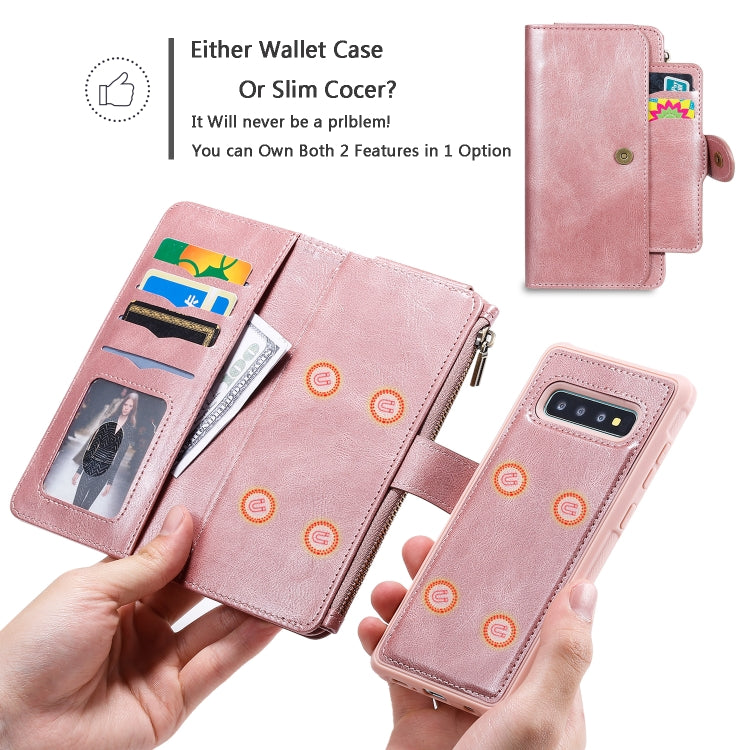 For Galaxy S10+ Multifunctional Retro Detachable Magnetic Horizontal Flip Leather Case with Card Slots & Holder & Wallet & Photo Frame(Rose Gold) - Galaxy Phone Cases by buy2fix | Online Shopping UK | buy2fix