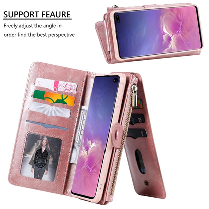 For Galaxy S10+ Multifunctional Retro Detachable Magnetic Horizontal Flip Leather Case with Card Slots & Holder & Wallet & Photo Frame(Rose Gold) - Galaxy Phone Cases by buy2fix | Online Shopping UK | buy2fix