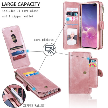 For Galaxy S10+ Multifunctional Retro Detachable Magnetic Horizontal Flip Leather Case with Card Slots & Holder & Wallet & Photo Frame(Rose Gold) - Galaxy Phone Cases by buy2fix | Online Shopping UK | buy2fix