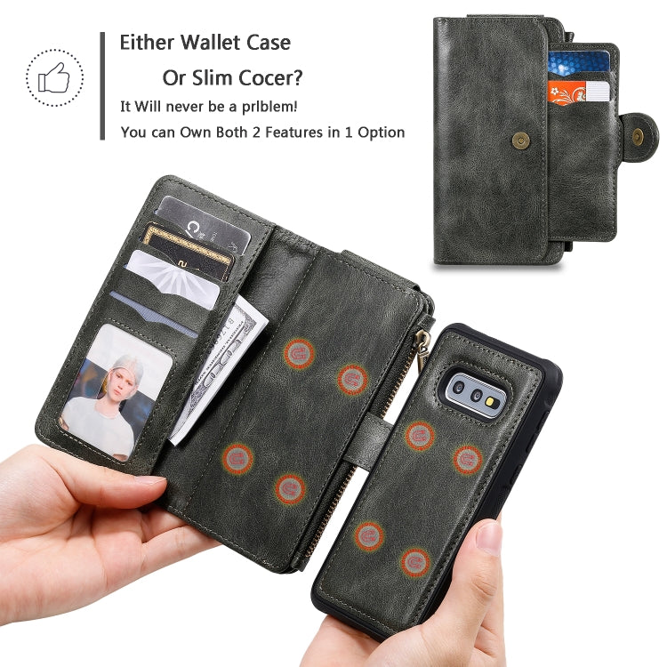 For Galaxy S10e Multifunctional Retro Detachable Magnetic Horizontal Flip Leather Case with Card Slots & Holder & Wallet & Photo Frame(Dark Green) - Galaxy Phone Cases by buy2fix | Online Shopping UK | buy2fix
