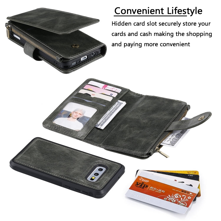 For Galaxy S10e Multifunctional Retro Detachable Magnetic Horizontal Flip Leather Case with Card Slots & Holder & Wallet & Photo Frame(Dark Green) - Galaxy Phone Cases by buy2fix | Online Shopping UK | buy2fix