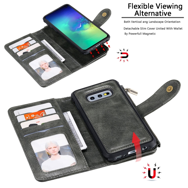 For Galaxy S10e Multifunctional Retro Detachable Magnetic Horizontal Flip Leather Case with Card Slots & Holder & Wallet & Photo Frame(Dark Green) - Galaxy Phone Cases by buy2fix | Online Shopping UK | buy2fix