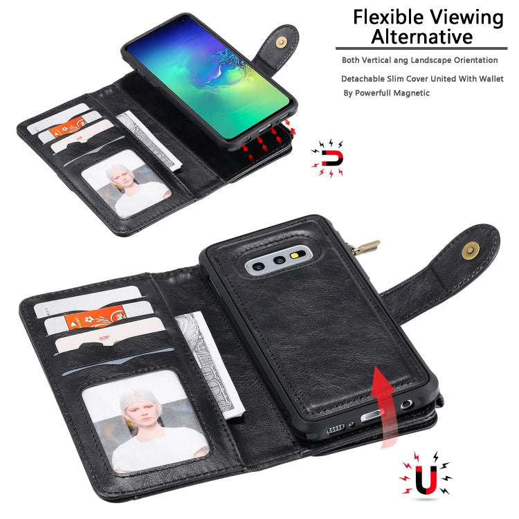 For Galaxy S10e Multifunctional Retro Detachable Magnetic Horizontal Flip Leather Case with Card Slots & Holder & Wallet & Photo Frame(Black) - Galaxy Phone Cases by buy2fix | Online Shopping UK | buy2fix