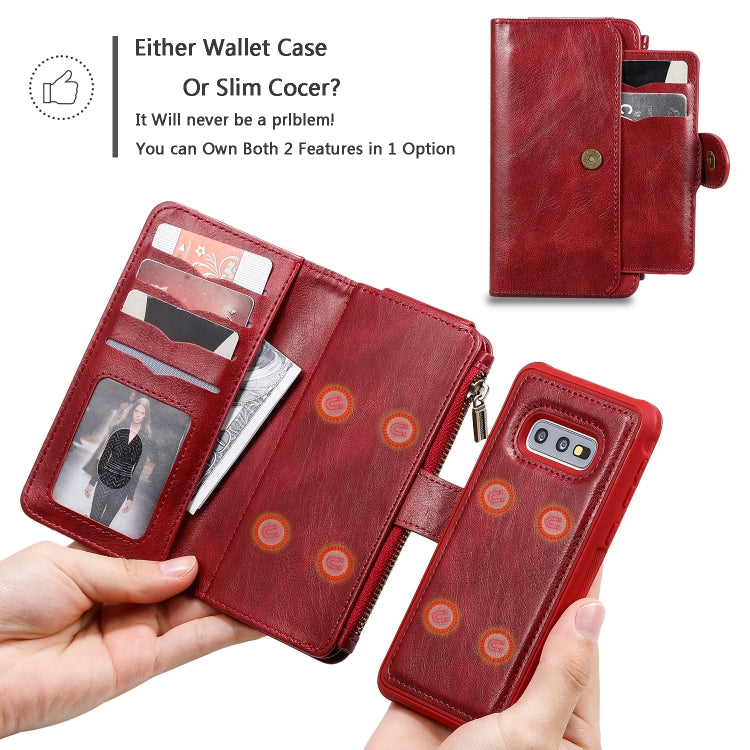 For Galaxy S10e Multifunctional Retro Detachable Magnetic Horizontal Flip Leather Case with Card Slots & Holder & Wallet & Photo Frame(Red) - Galaxy Phone Cases by buy2fix | Online Shopping UK | buy2fix