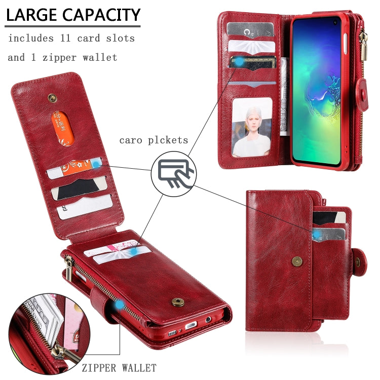 For Galaxy S10e Multifunctional Retro Detachable Magnetic Horizontal Flip Leather Case with Card Slots & Holder & Wallet & Photo Frame(Red) - Galaxy Phone Cases by buy2fix | Online Shopping UK | buy2fix
