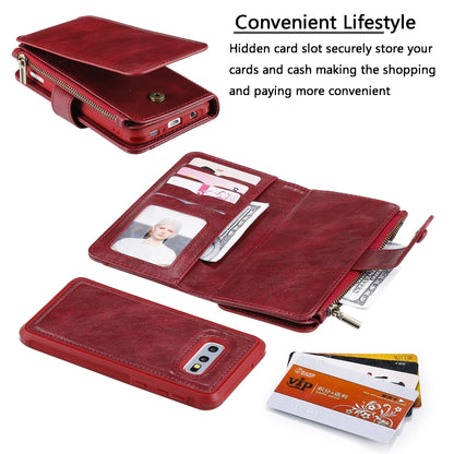 For Galaxy S10e Multifunctional Retro Detachable Magnetic Horizontal Flip Leather Case with Card Slots & Holder & Wallet & Photo Frame(Red) - Galaxy Phone Cases by buy2fix | Online Shopping UK | buy2fix