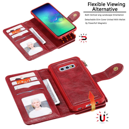 For Galaxy S10e Multifunctional Retro Detachable Magnetic Horizontal Flip Leather Case with Card Slots & Holder & Wallet & Photo Frame(Red) - Galaxy Phone Cases by buy2fix | Online Shopping UK | buy2fix