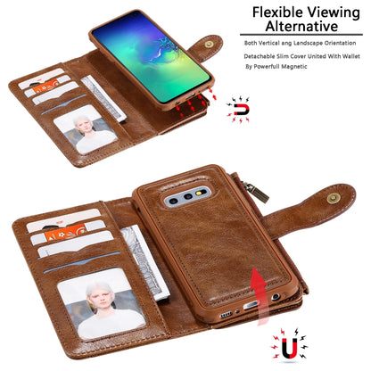 For Galaxy S10e Multifunctional Retro Detachable Magnetic Horizontal Flip Leather Case with Card Slots & Holder & Wallet & Photo Frame(Brown) - Galaxy Phone Cases by buy2fix | Online Shopping UK | buy2fix