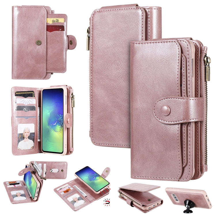 For Galaxy S10e Multifunctional Retro Detachable Magnetic Horizontal Flip Leather Case with Card Slots & Holder & Wallet & Photo Frame(Rose Gold) - Galaxy Phone Cases by buy2fix | Online Shopping UK | buy2fix