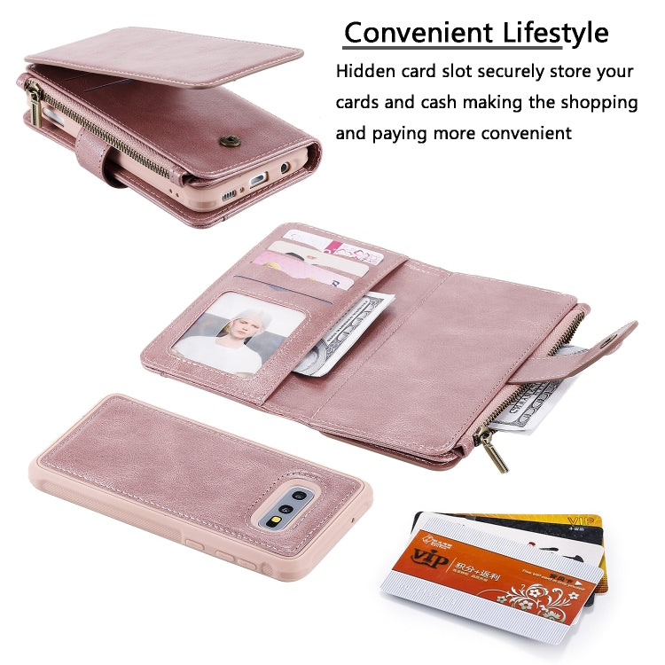 For Galaxy S10e Multifunctional Retro Detachable Magnetic Horizontal Flip Leather Case with Card Slots & Holder & Wallet & Photo Frame(Rose Gold) - Galaxy Phone Cases by buy2fix | Online Shopping UK | buy2fix