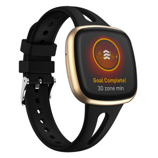For Fitbit Versa 3 / 4 Water-drop Slim Silicone Watch Band, Size:L(Black)