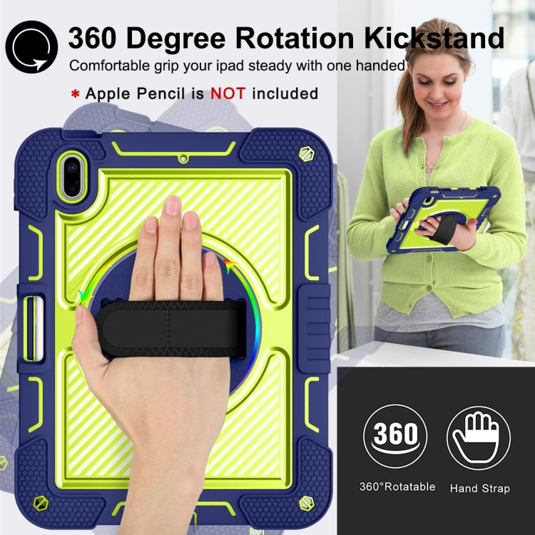 For iPad 2025 / 2022 360 Degree Rotation Shockproof Silicone + PC Tablet Case(Navy+Yellow Green) - iPad 2025 / 2022 Cases by buy2fix | Online Shopping UK | buy2fix