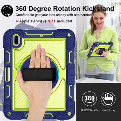 For iPad 2025 / 2022 360 Degree Rotation Shockproof Silicone + PC Tablet Case(Navy+Yellow Green) - iPad 2025 / 2022 Cases by buy2fix | Online Shopping UK | buy2fix