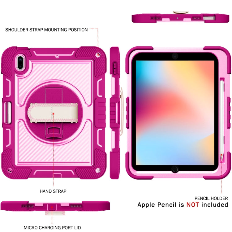 For iPad 2025 / 2022 360 Degree Rotation Shockproof Silicone + PC Tablet Case(Rose Red+Pink) - iPad 2025 / 2022 Cases by buy2fix | Online Shopping UK | buy2fix