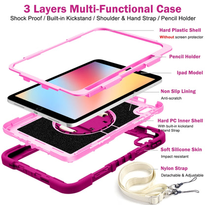 For iPad 2025 / 2022 360 Degree Rotation Shockproof Silicone + PC Tablet Case(Rose Red+Pink) - iPad 2025 / 2022 Cases by buy2fix | Online Shopping UK | buy2fix