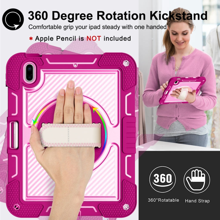 For iPad 2025 / 2022 360 Degree Rotation Shockproof Silicone + PC Tablet Case(Rose Red+Pink) - iPad 2025 / 2022 Cases by buy2fix | Online Shopping UK | buy2fix