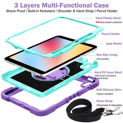 For iPad 2025 / 2022 360 Degree Rotation Shockproof Silicone + PC Tablet Case(Purple + Mint Green) - iPad 2025 / 2022 Cases by buy2fix | Online Shopping UK | buy2fix