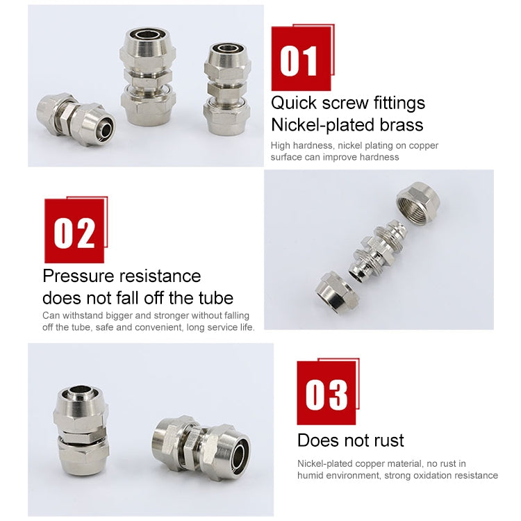 PM-4 LAIZE 2pcsNickel Plated Copper Straight Pneumatic Quick Connector - Interface Series by LAIZE | Online Shopping UK | buy2fix