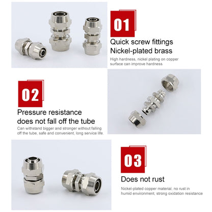PM-4 LAIZE 2pcsNickel Plated Copper Straight Pneumatic Quick Connector - Interface Series by LAIZE | Online Shopping UK | buy2fix