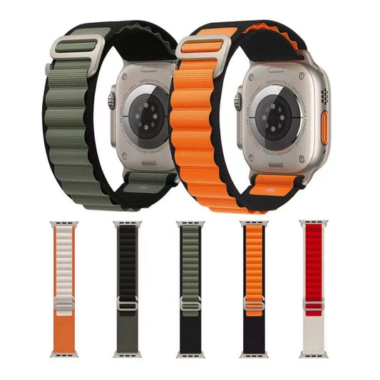 Breathable Two-color Nylon Watch Band For Apple Watch Ultra 49mm / Series 8&7 45mm / SE 2&6&SE&5&4 44mm / 3&2&1 42mm(Orange) by buy2fix