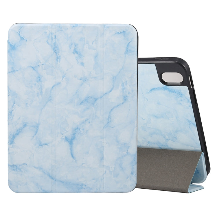 For iPad 2025 / 2022 Three-fold Marble Texture Protective Tablet Case with Pen Slot(Blue) - iPad 2025 / 2022 Cases by buy2fix | Online Shopping UK | buy2fix
