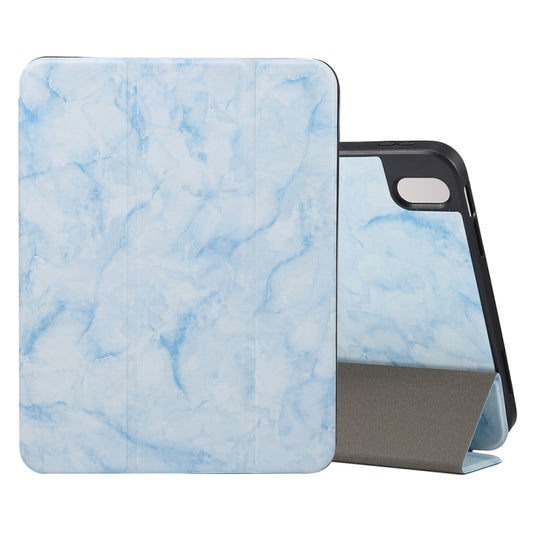 For iPad 2025 / 2022 Three-fold Marble Texture Protective Tablet Case with Pen Slot(Blue) - iPad 2025 / 2022 Cases by buy2fix | Online Shopping UK | buy2fix