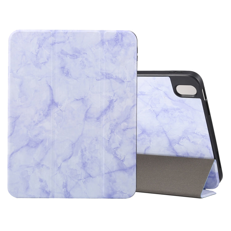 For iPad 2025 / 2022 Three-fold Marble Texture Protective Tablet Case with Pen Slot(Purple) - iPad 2025 / 2022 Cases by buy2fix | Online Shopping UK | buy2fix