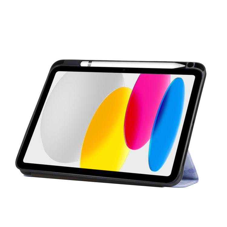 For iPad 2025 / 2022 Three-fold Marble Texture Protective Tablet Case with Pen Slot(Purple) - iPad 2025 / 2022 Cases by buy2fix | Online Shopping UK | buy2fix