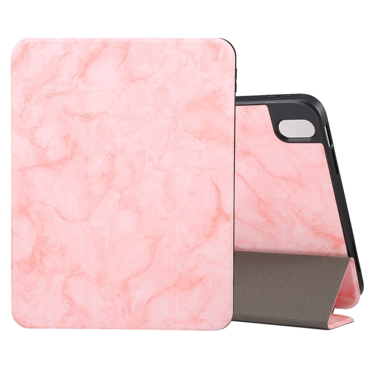 For iPad 2025 / 2022 Three-fold Marble Texture Protective Tablet Case with Pen Slot(Pink) - iPad 2025 / 2022 Cases by buy2fix | Online Shopping UK | buy2fix