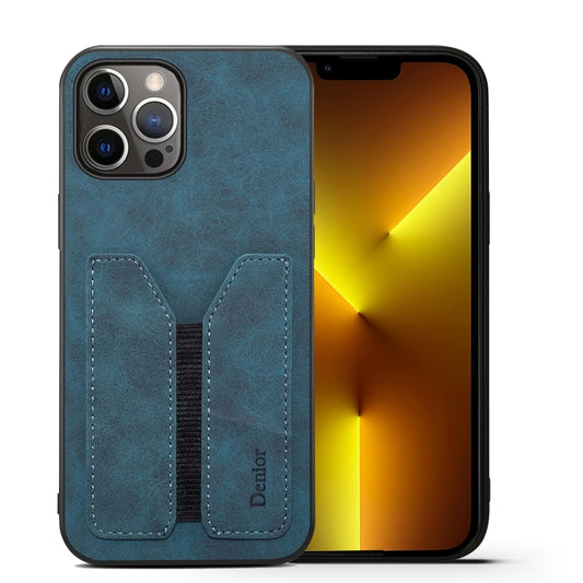 For iPhone 13 Pro Denior DV Elastic Card PU Back Cover Phone Case(Blue) - iPhone 13 Pro Cases by Denior | Online Shopping UK | buy2fix