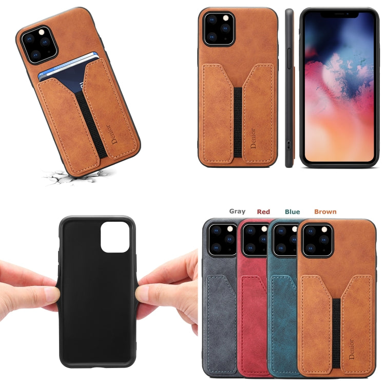 For iPhone 11 Pro Max Denior DV Elastic Card PU Back Cover Phone Case(Blue) - iPhone 11 Pro Max Cases by Denior | Online Shopping UK | buy2fix