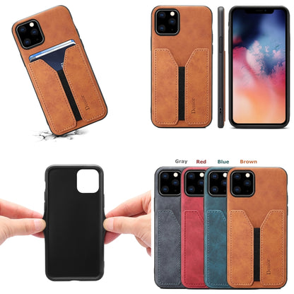 For iPhone 11 Pro Max Denior DV Elastic Card PU Back Cover Phone Case(Blue) - iPhone 11 Pro Max Cases by Denior | Online Shopping UK | buy2fix