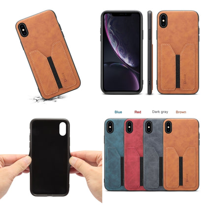 For iPhone X / XS Denior DV Elastic Card PU Back Cover Phone Case(Blue) - More iPhone Cases by Denior | Online Shopping UK | buy2fix