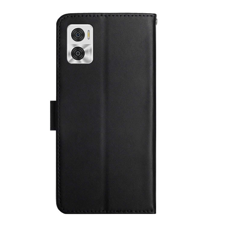 For Motorola Moto E22 4G Genuine Leather Fingerprint-proof Flip Phone Case(Black) - Motorola Cases by buy2fix | Online Shopping UK | buy2fix