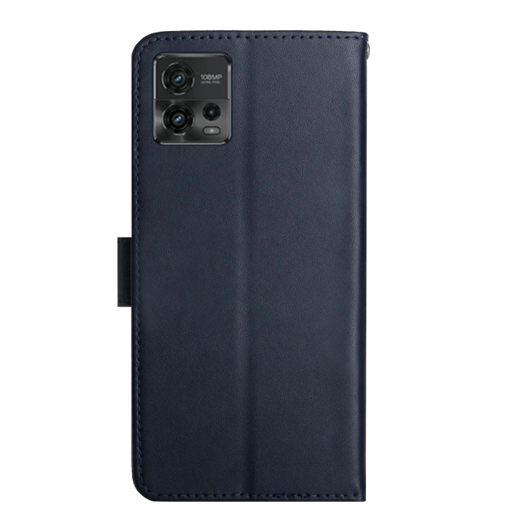 For Motorola Moto G72 4G Genuine Leather Fingerprint-proof Flip Phone Case(Blue) - Motorola Cases by buy2fix | Online Shopping UK | buy2fix