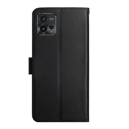 For Motorola Moto G72 4G Genuine Leather Fingerprint-proof Flip Phone Case(Black) - Motorola Cases by buy2fix | Online Shopping UK | buy2fix