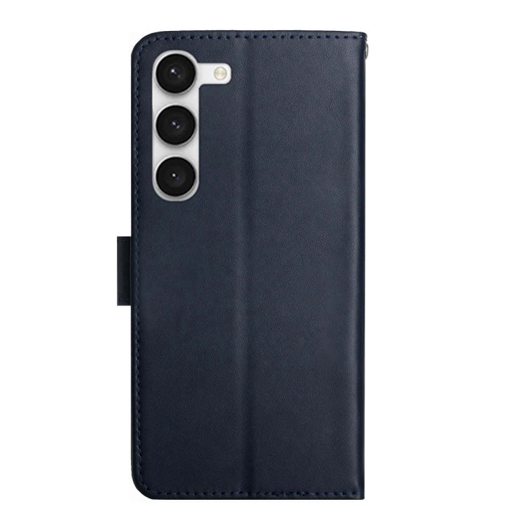 For Samsung Galaxy S23 5G Genuine Leather Fingerprint-proof Flip Phone Case(Blue) - Galaxy S23 5G Cases by buy2fix | Online Shopping UK | buy2fix