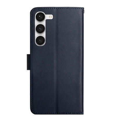 For Samsung Galaxy S23 5G Genuine Leather Fingerprint-proof Flip Phone Case(Blue) - Galaxy S23 5G Cases by buy2fix | Online Shopping UK | buy2fix