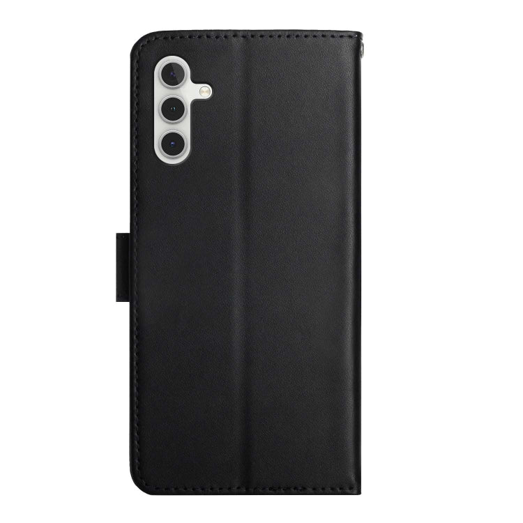 For Samsung Galaxy A14 5G Genuine Leather Fingerprint-proof Flip Phone Case(Black) - Galaxy Phone Cases by buy2fix | Online Shopping UK | buy2fix