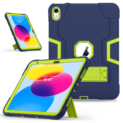 For iPad 2025 / 2022 Contrast Color Silicone + PC Tablet Case with Holder(Navy Blue Yellow Green) - iPad 2025 / 2022 Cases by buy2fix | Online Shopping UK | buy2fix