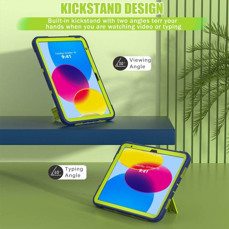 For iPad 2025 / 2022 Contrast Color Silicone + PC Tablet Case with Holder(Navy Blue Yellow Green) - iPad 2025 / 2022 Cases by buy2fix | Online Shopping UK | buy2fix